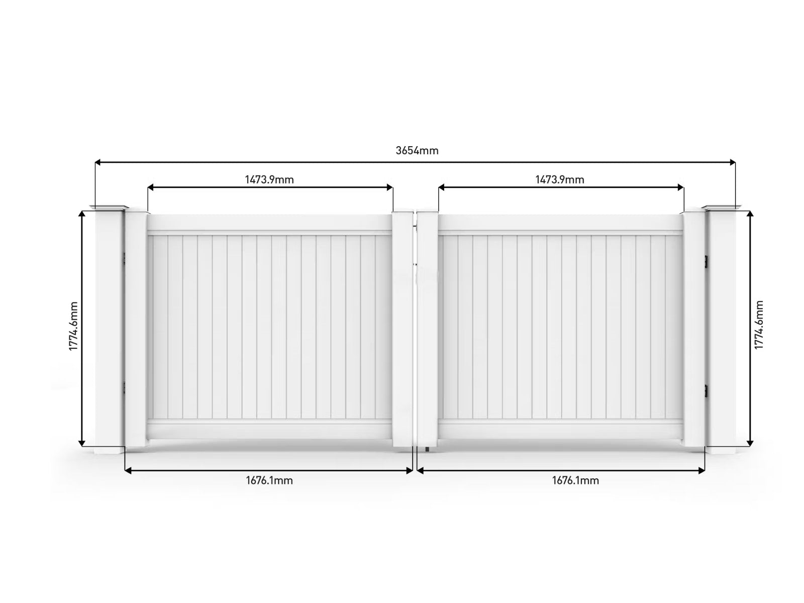PVC Privacy Fence System: Driveway Swing Gate Kit 1.8M x 3.6m